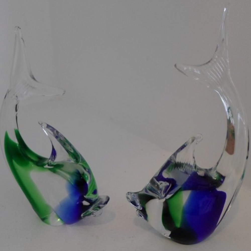 Murano Glass Fish Sculptures - Pair